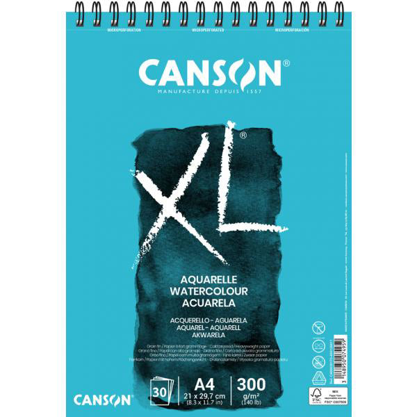 CANSON - XL AUQURELLE WC SPIRAL ALBUM 300 GSM CP A4 (21 X 29,7 CM)