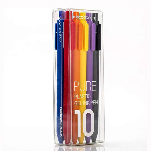 kaco-pure-plastic-gel-ink-pen-set-of-10-front-view