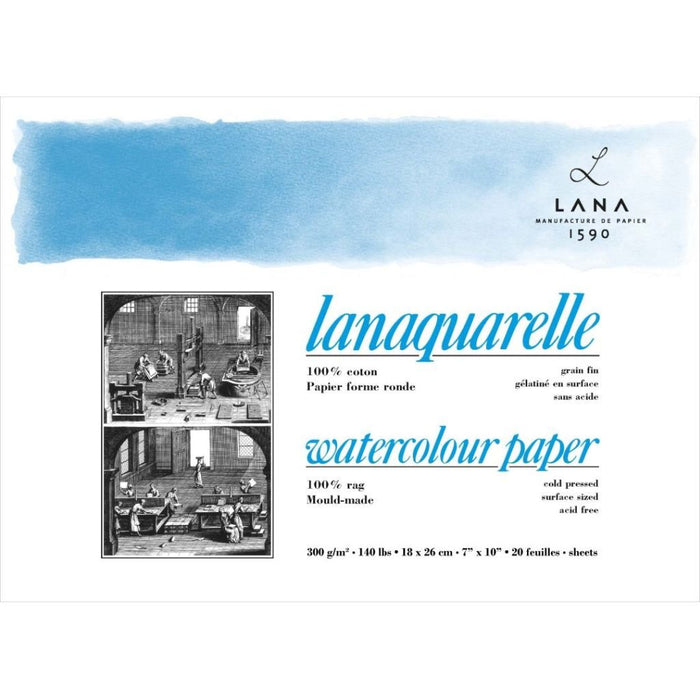 Lana - Lanaquarelle 100% Cotton Natural Watercolour Paper 18 x 26 cm (300 gsm)