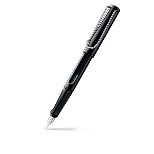 lamy-safari-019M-shiny-black-fountain-pen-(M)-front-view