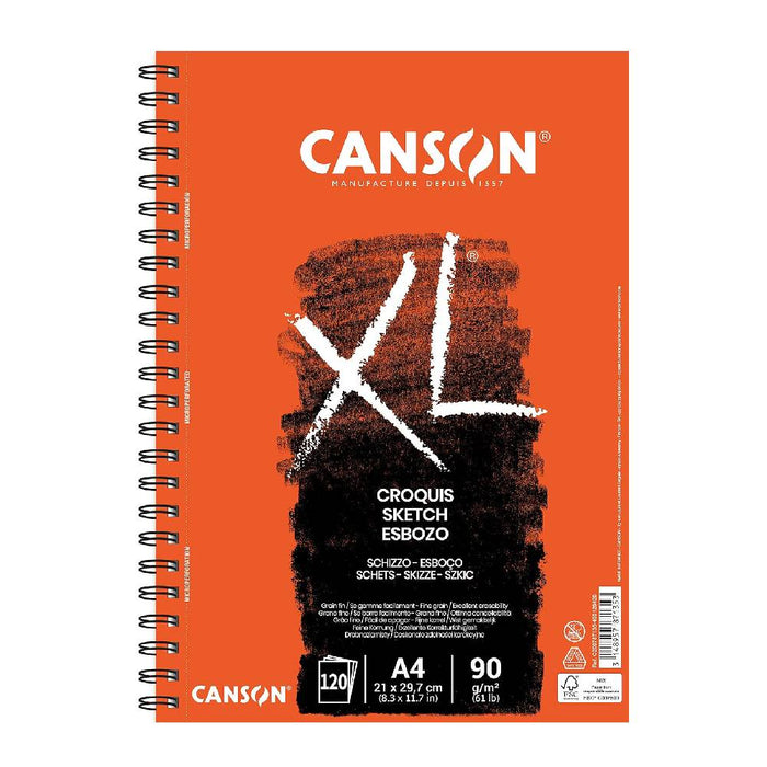 CANSON - XL SKETCH ALBUMS SPIRAL IVORY 120 SHEETS 90 GSM A4