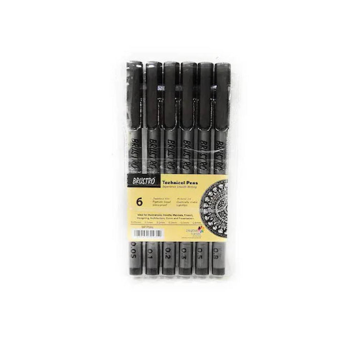 Brustro - Technical Pen Black Assorted Set of 6