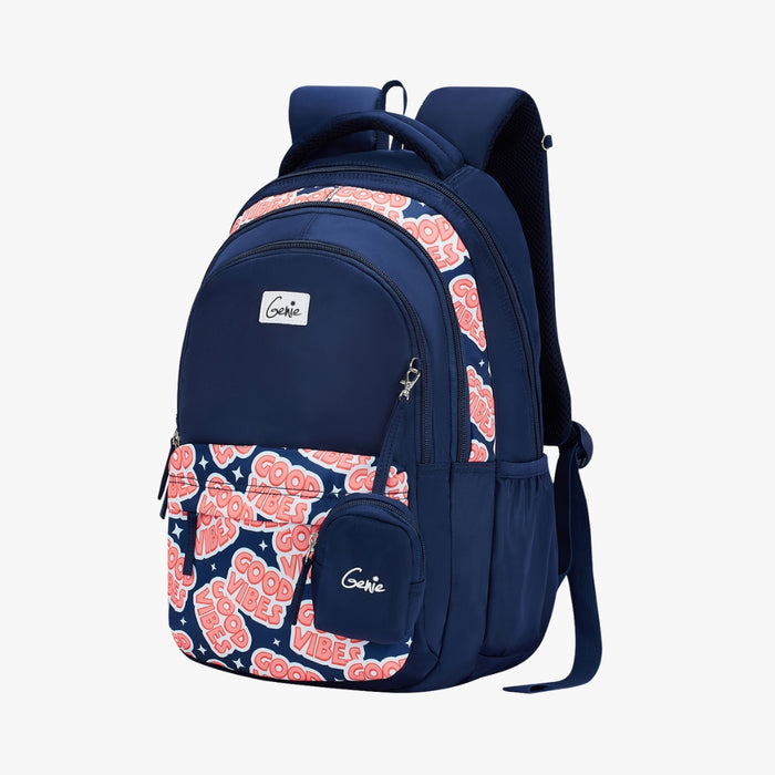 Genie Vibes 27L Juniors Backpack With Easy Access Pockets -  Navy Blue(17")