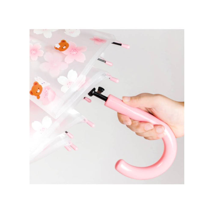 Transparent Long Umbrella with J Handle (RST077) - Pastel Pink