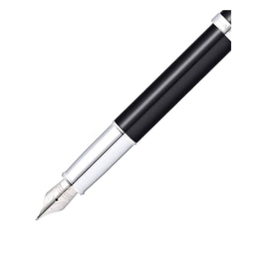 sheaffer-100-9338-fountain-pen -glossy-black-lacquer-nib-view