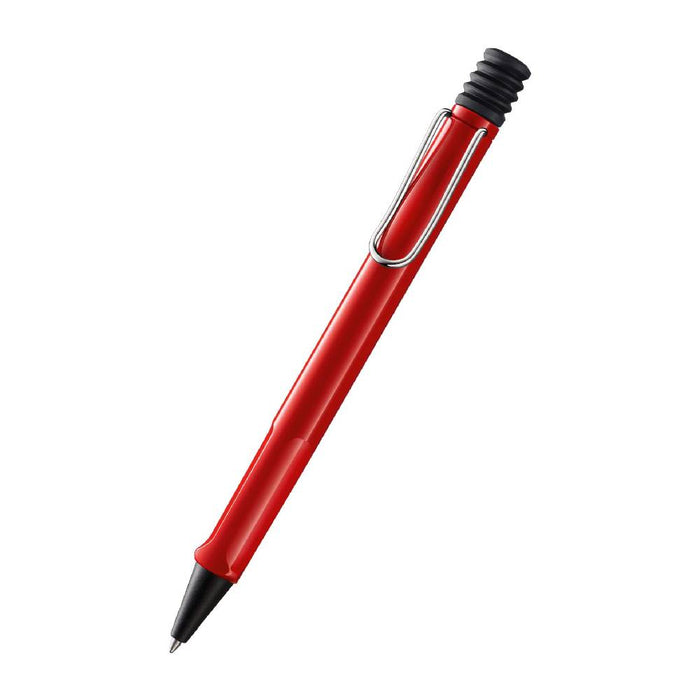 lamy-safari-216-ballpoint-pen-red-with-chrome-plated-clip-front-view