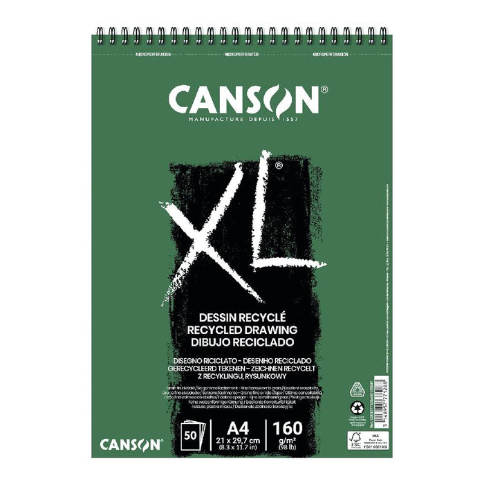 CANSON - XL RECYCLED ALBUMS SPIRAL 160GSM A4 ((21X29.7 CM OR 8.3x11.7")