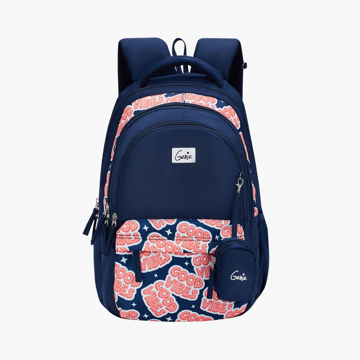 Genie Vibes 27L Juniors Backpack With Easy Access Pockets -  Navy Blue(17")