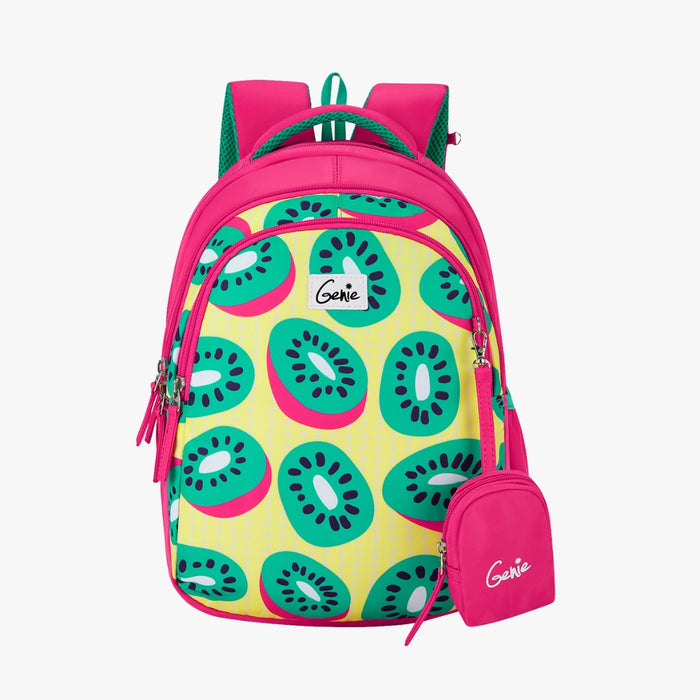 Genie Fruity Small Backpack With Comfortable Padding for Kids - Pink  (15")