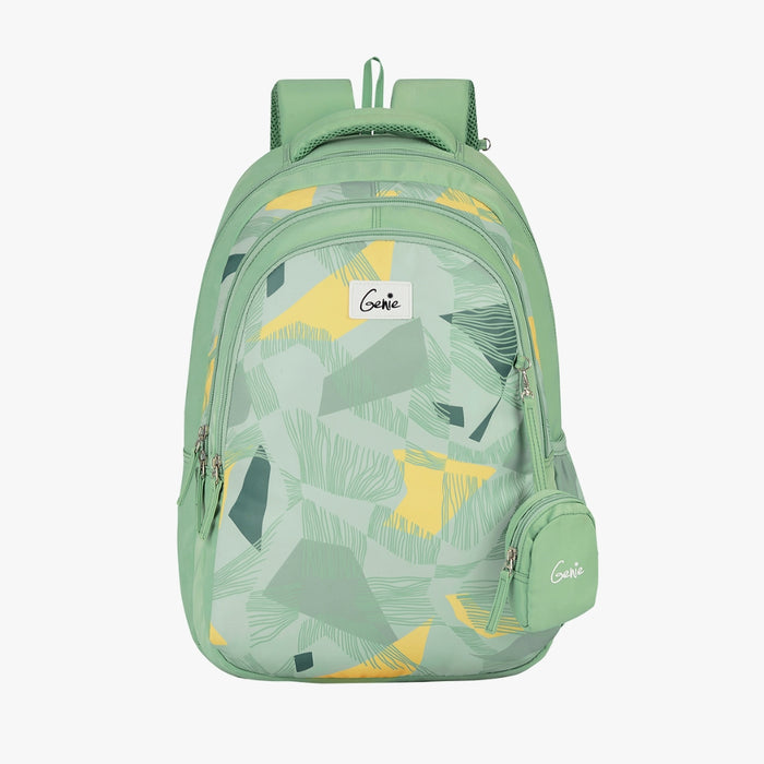 Genie Sage 36L School Backpack With Premium Fabric - Ash Green (19")