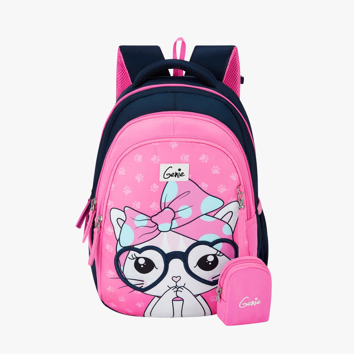 Genie Paw Small Backpack With Comfortable Padding for Kids - Pink (15")