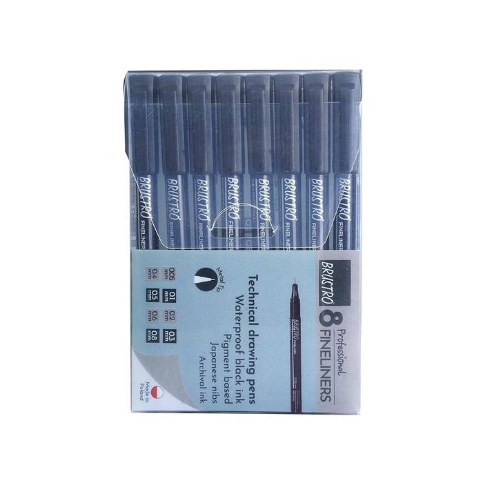 Brustro Professional Pigment Based Fineliner (Set of 8)