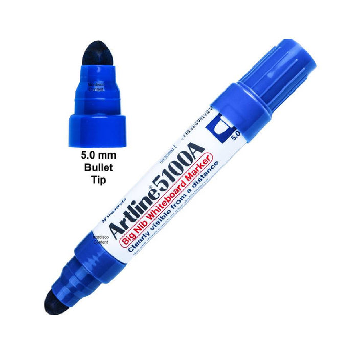 artline-5100A-big-nib-whiteboard -marker-blue-front-view-1