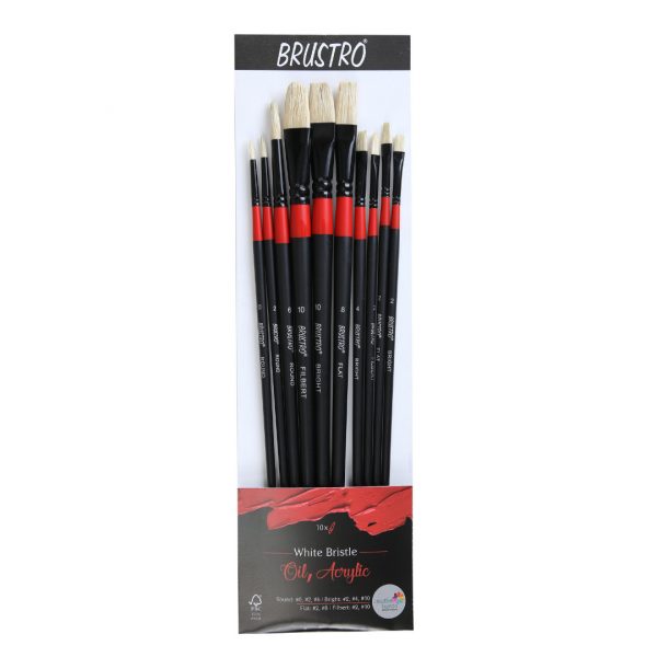 Brustro Artists White Bristle Set of 10