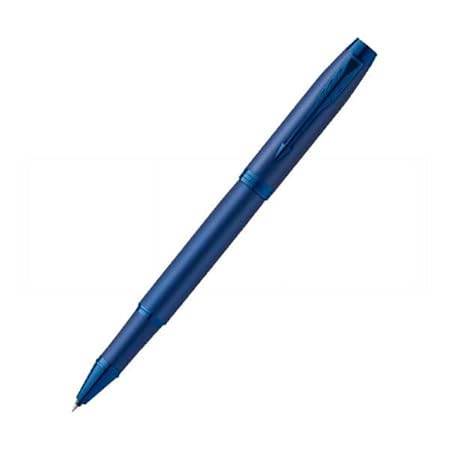 parker-premium-IM-monochrome-blue-rollerball-pen-front-view