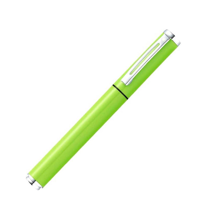 sheaffer-9202-pop-fountain-pen -lime-green-with-chrome-plated-trim-close-view