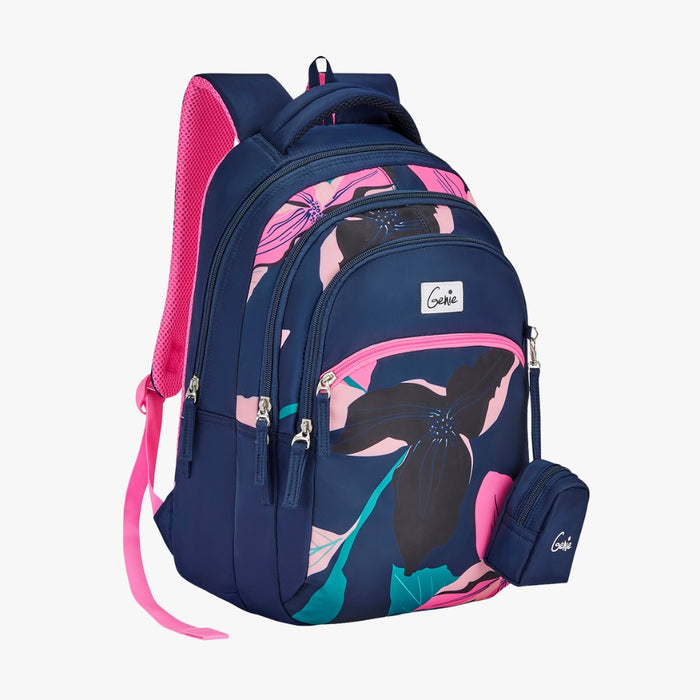 Genie Petunia 27L Juniors Backpack With Easy Access Pockets - Navy Blue(17")