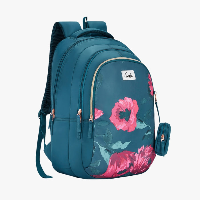 Genie Penny 36L School Backpack With Premium Fabric - Dark Green (19")