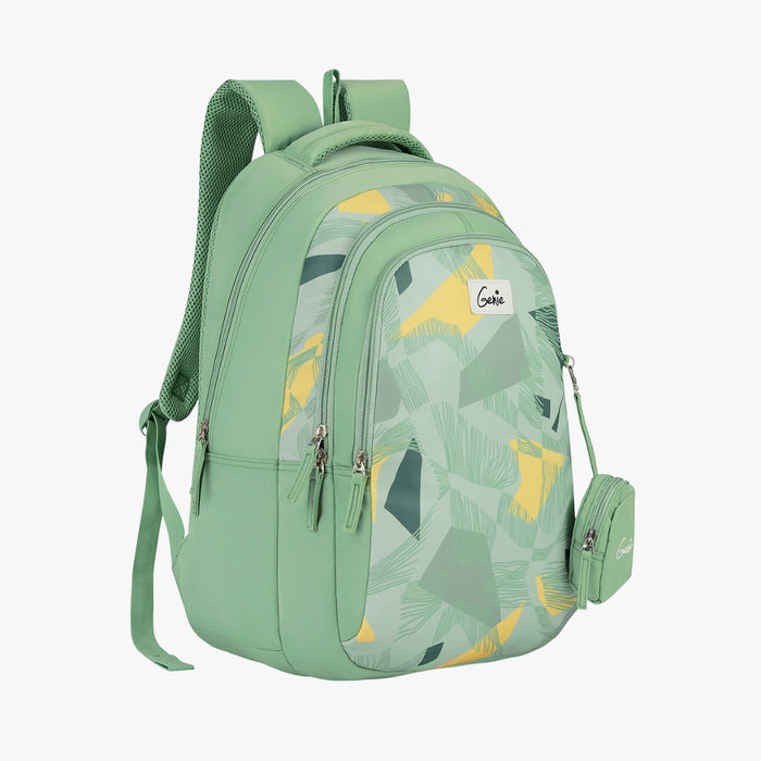 Genie Sage 36L School Backpack With Premium Fabric - Ash Green (19")