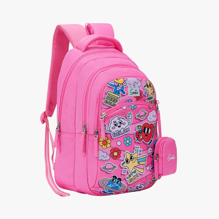 Genie Pearl 27L Juniors Backpack With Easy Access Pockets - Pink (17")