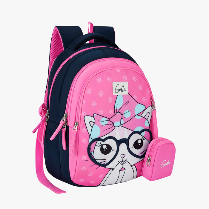 Genie Paw Small Backpack With Comfortable Padding for Kids - Pink (15")