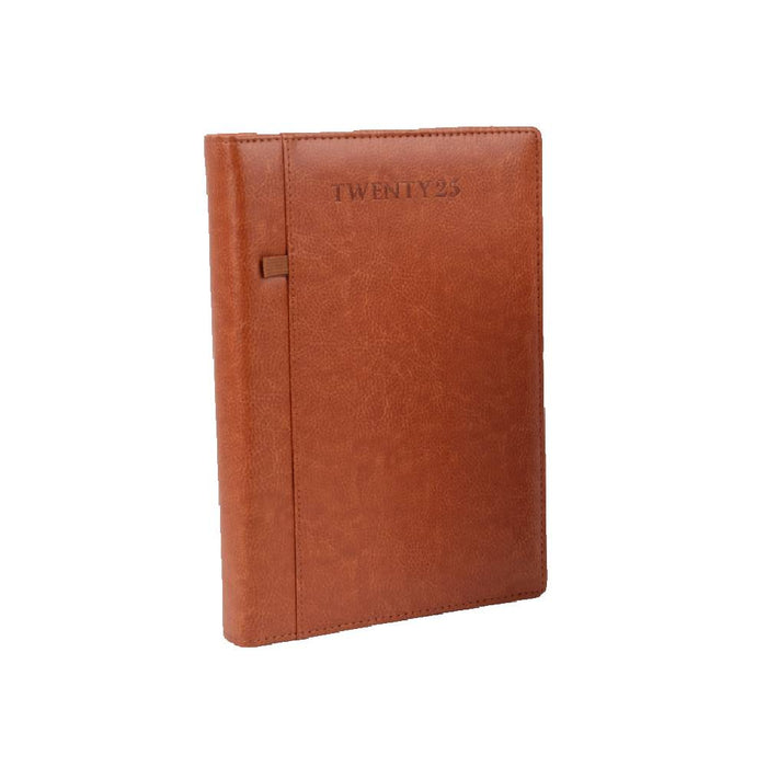 anupam-exec-2025-diary-raw-elegance-with-functional-design-80 GSM-tan-front-view