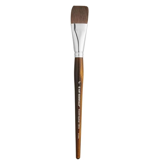 Art Essentials - Kazan Synthetic Squirrel Brush - 12016 Series - Flat - Short Handle - Size 1"