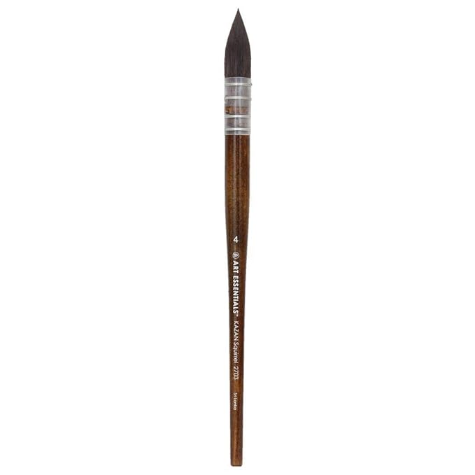 Art Essentials - Kazan Synthetic Squirrel Brush - 2703 Series - Quill Mounted Mop - Short Handle - Size 4