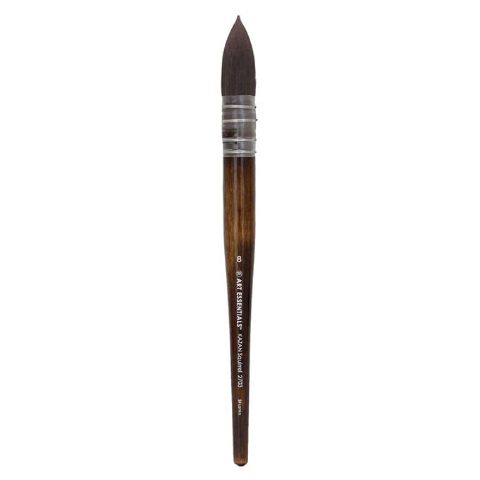 Art Essentials - Kazan Synthetic Squirrel Brush - 2703 Series - Quill Mounted Mop - Short Handle - Size 8