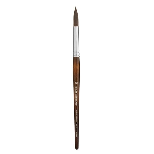 Art Essentials - Kazan Synthetic Squirrel Brush - 12015 Series - Round - Short Handle - Size 12