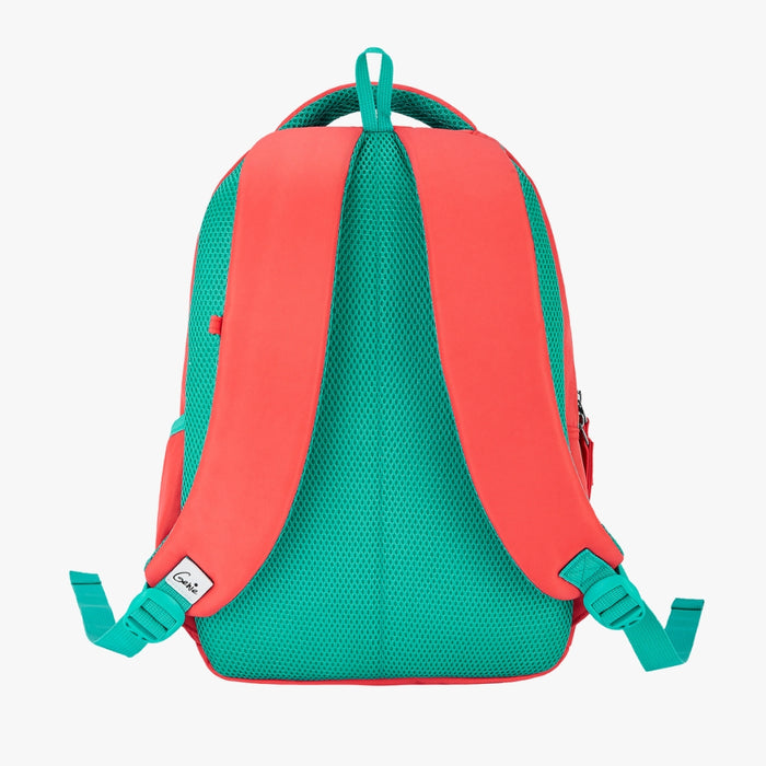 Genie Rainbow Small Backpack With Comfortable Padding for Kids - Coral (15")