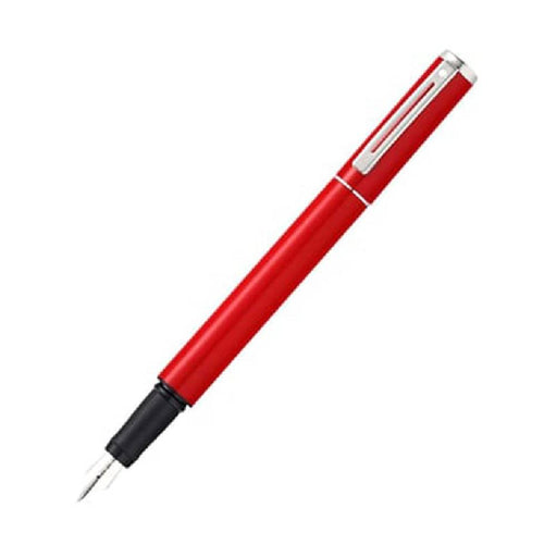 sheaffer-9207-pop-fountain-pen -red-with-chrome-plated-trim-open-view