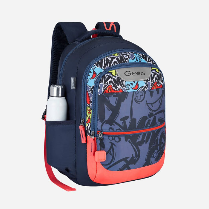 Genius Safari Scribble 27LSchool Backpack - Blue