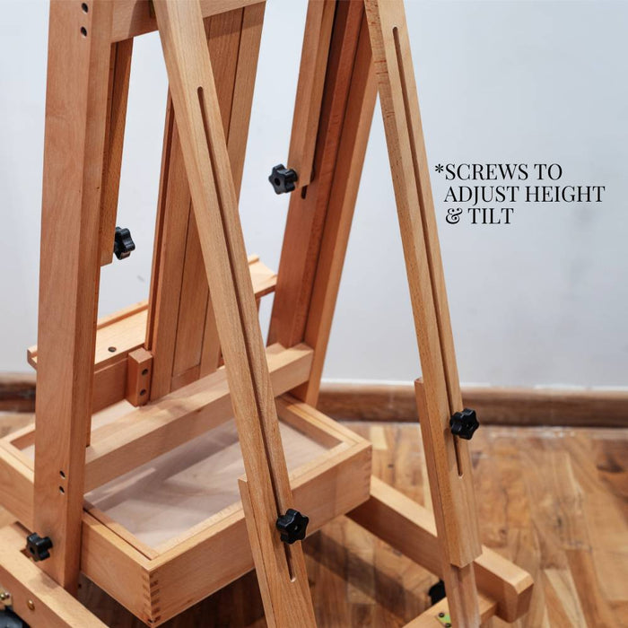 Professional Artist Wood Floor Easel with Storage Box (HPX-W14E)