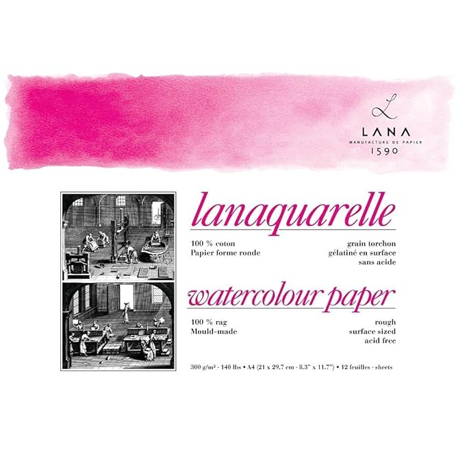 Lana - Lanaquarelle 100% Cotton Natural Watercolour Papers A4 (300gsm)