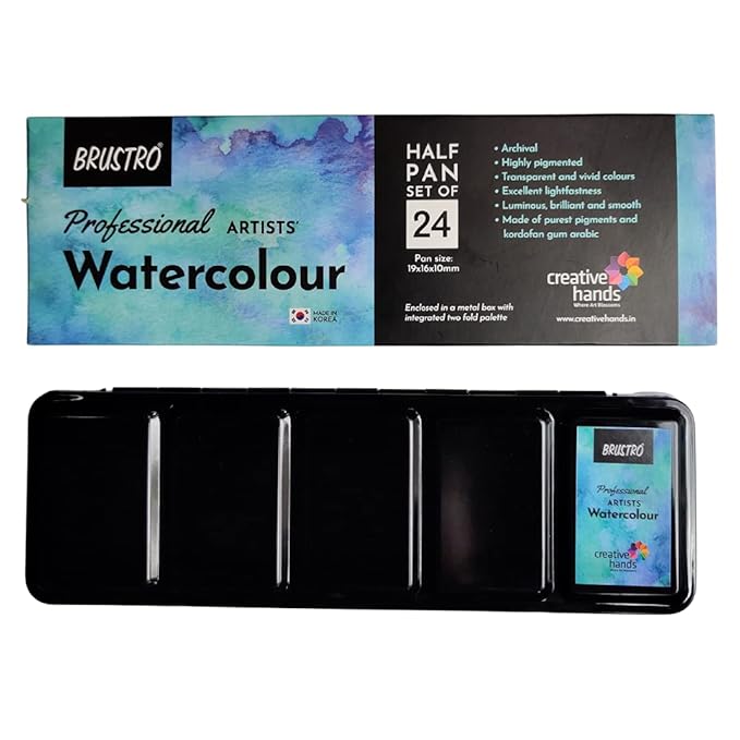 Brustro Professional Artists' Watercolour 24 half pan set