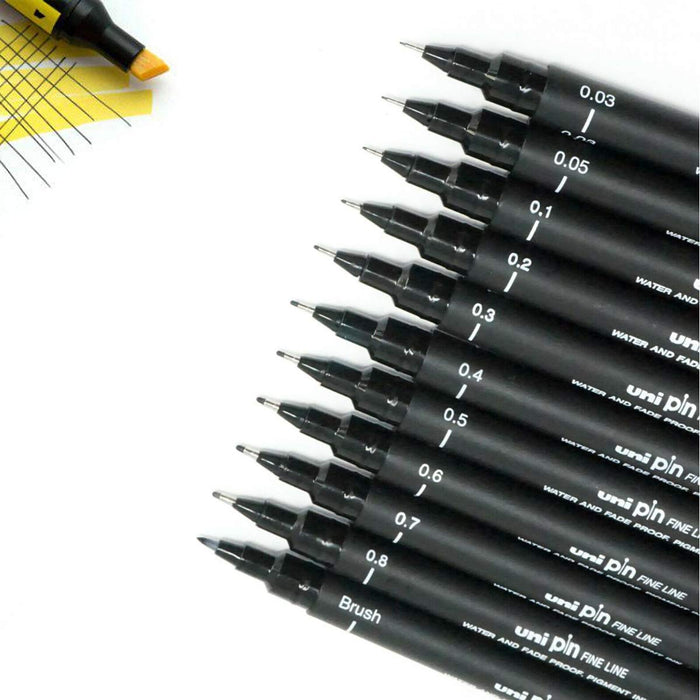 Uni Pin Fineliner Drawing Pen Set of 12