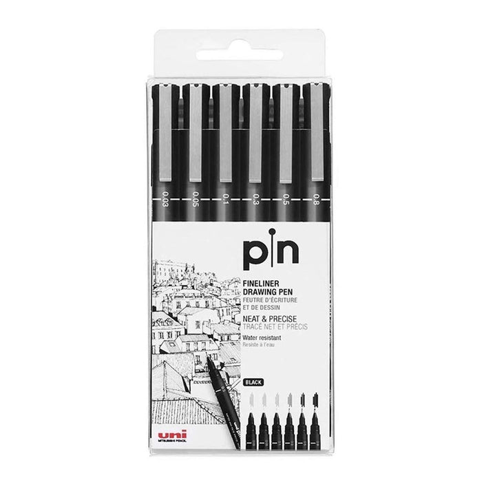 Uni Pin Fineliner Drawing Pen Set of 6