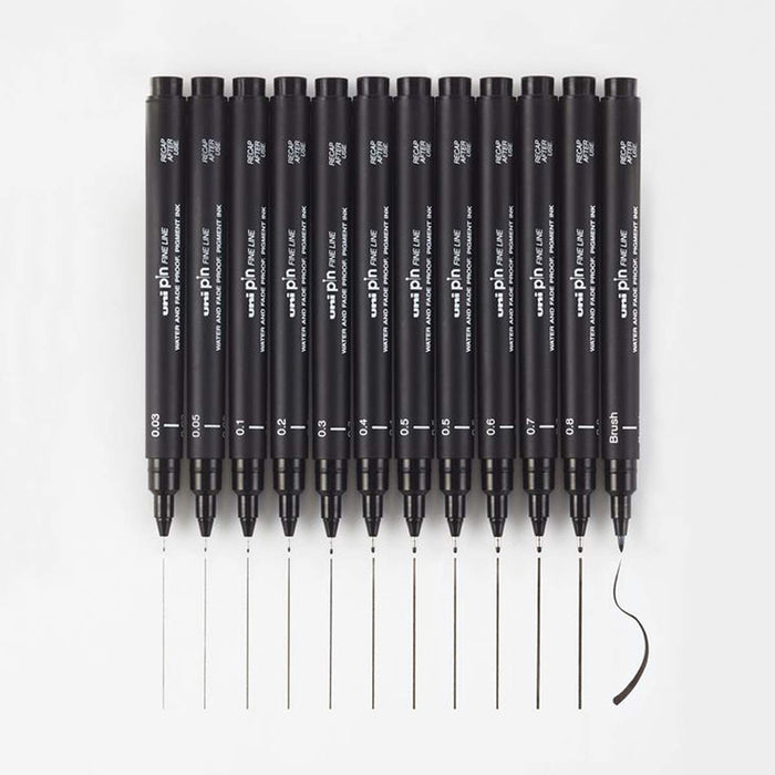 Uni Pin Fineliner Drawing Pen Set of 12