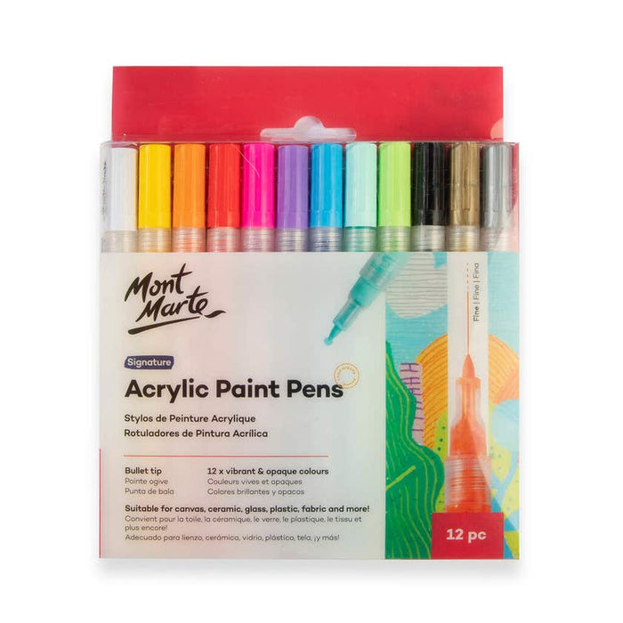 Mont Marte Acrylic Paint Pens Signature Fine Tip Set of 12