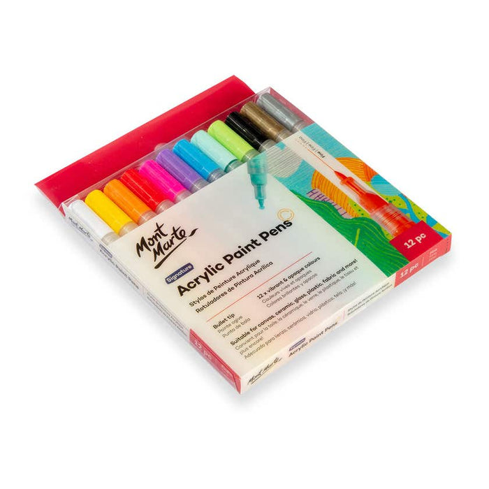 Mont Marte Acrylic Paint Pens Signature Fine Tip Set of 12