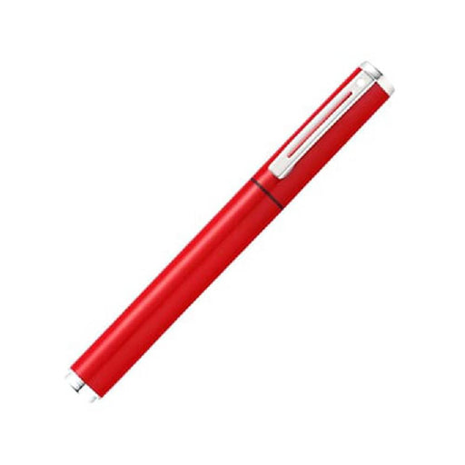 sheaffer-9207-pop-fountain-pen -red-with-chrome-plated-trim-close-view