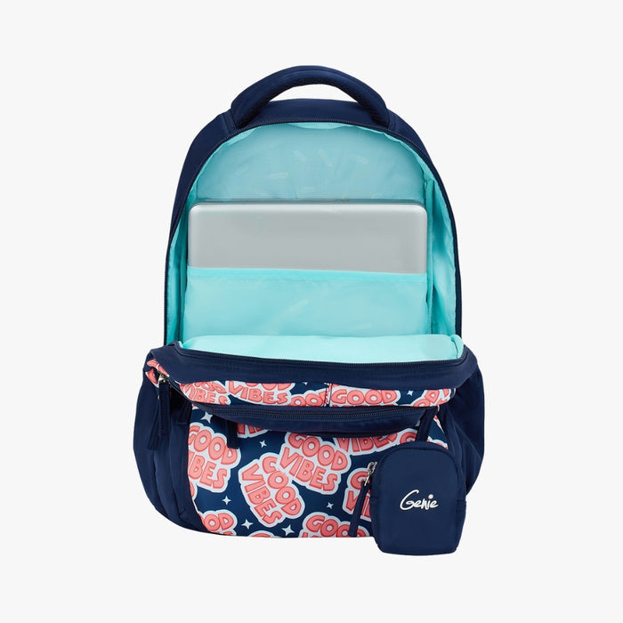 Genie Vibes 27L Juniors Backpack With Easy Access Pockets -  Navy Blue(17")