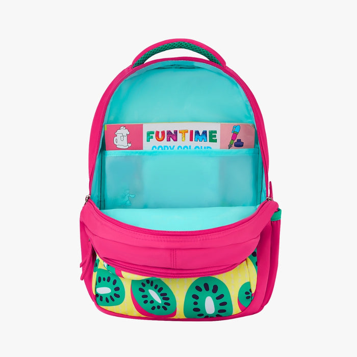 Genie Fruity Small Backpack With Comfortable Padding for Kids - Pink  (15")