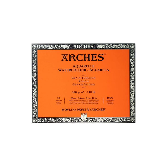 ARCHES WATERCOLOUR 300 GSM ROUGH NATURAL WHITE 20 X 26 CM PAPER BLOCKS, 20 SHEETS