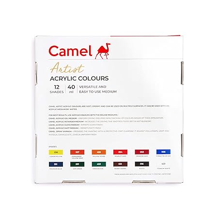 Camel - Artist Acrylic Colour 40ml Tubes (Set of 12)