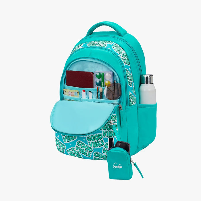 Genie Vibes 27L Juniors Backpack With Easy Access Pockets -  Teal (17")