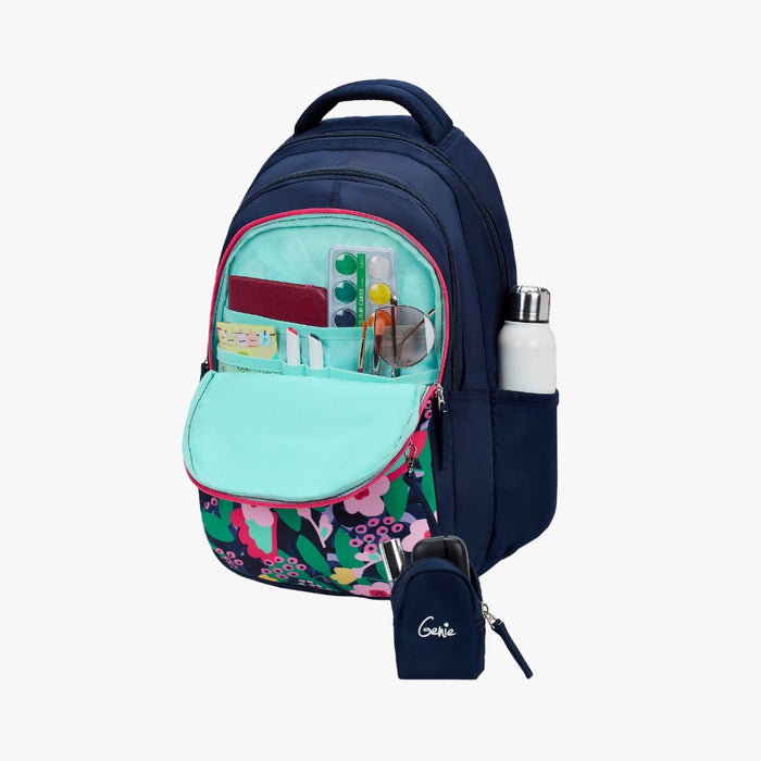 Genie 27L Sweetpea Juniors Backpack With Easy Access Pockets - Navy Blue(17")