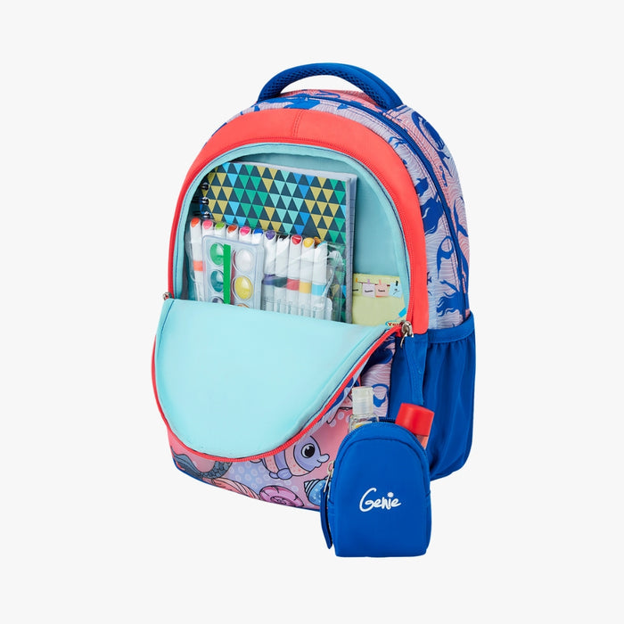 Genie Melody Small Backpack With Comfortable Padding for Kids - Blue (15")