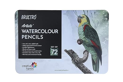 Brustro Artists Watercolour Pencil Set of 72 in Elegant tin Box